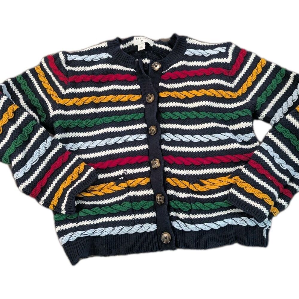 La Ligne x Target Navy Blue Striped Button Front Cardigan Sweater Size XS